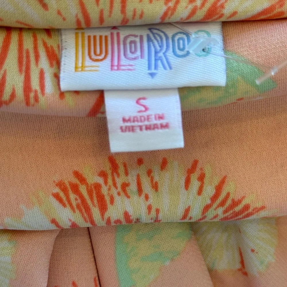 LuLaRoe Maxi Skirt Small Fold Over Waist Boho Orange Floral Stretch - Picture 3 of 4